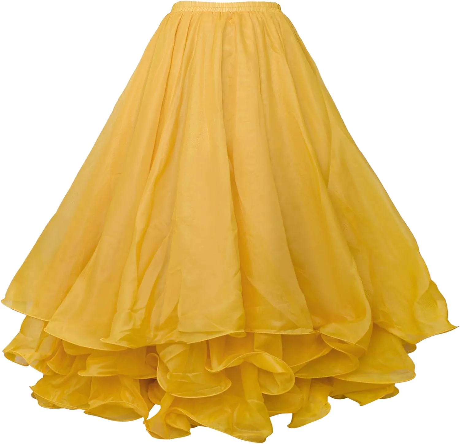 Belly Dance Skirt Halloween Tribal Chiffon Tiered Maxi Full Skirt 37.8 Inch Length