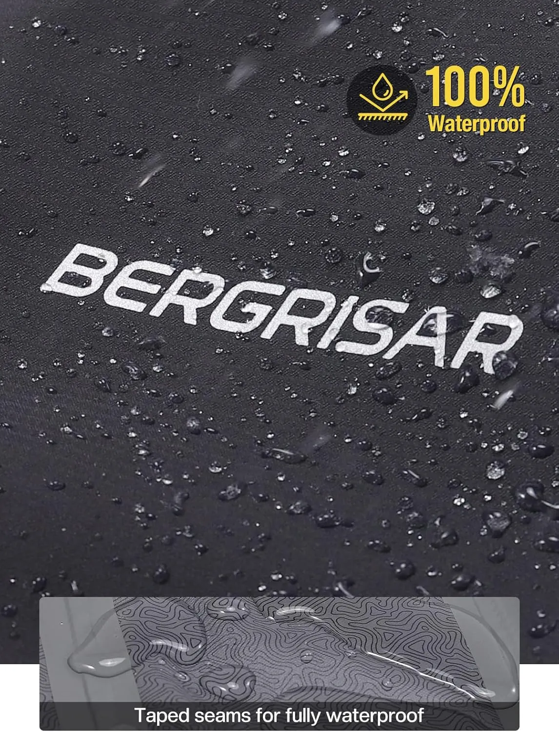 BERGRISAR Men's Cycling Rain Jacket Waterproof Cycling Windbreaker Bike Bicycle Jacket Running Hood Rain Coat