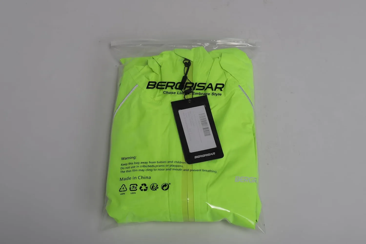 BERGRISAR Men's Cycling Rain Jacket Waterproof Cycling Windbreaker Bike Bicycle Jacket Running Hood Rain Coat