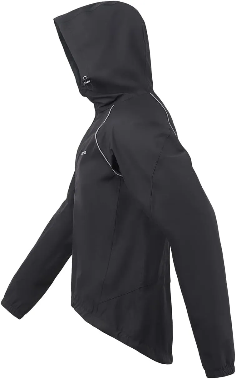 BERGRISAR Men's Cycling Rain Jacket Waterproof Cycling Windbreaker Bike Bicycle Jacket Running Hood Rain Coat