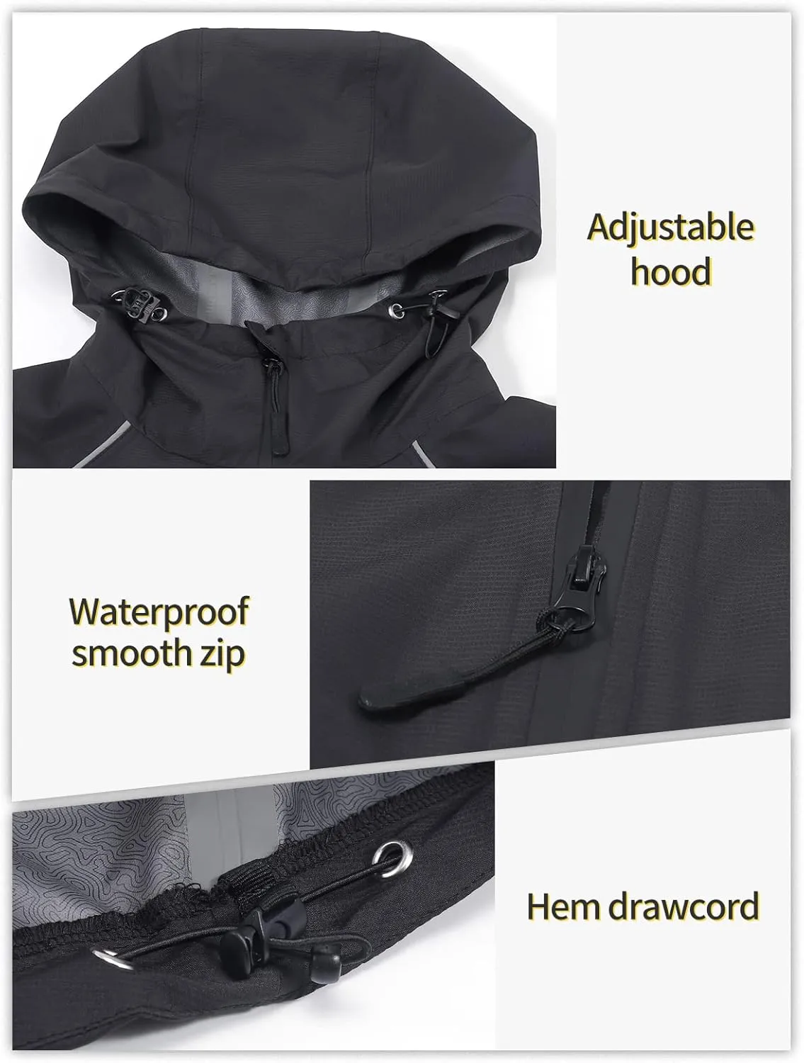 BERGRISAR Men's Cycling Rain Jacket Waterproof Cycling Windbreaker Bike Bicycle Jacket Running Hood Rain Coat