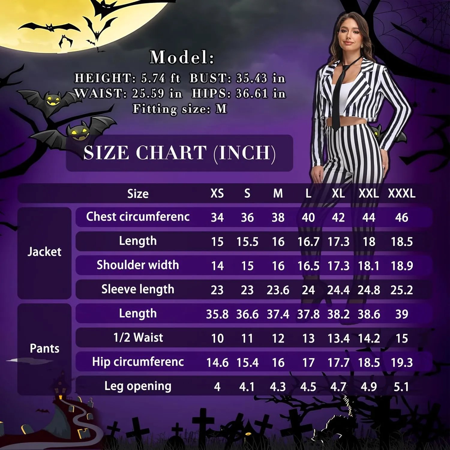 Black and White Striped Blazer and Pants for Women,Pinstripe Jacket Suit,Halloween Cosplay Parties
