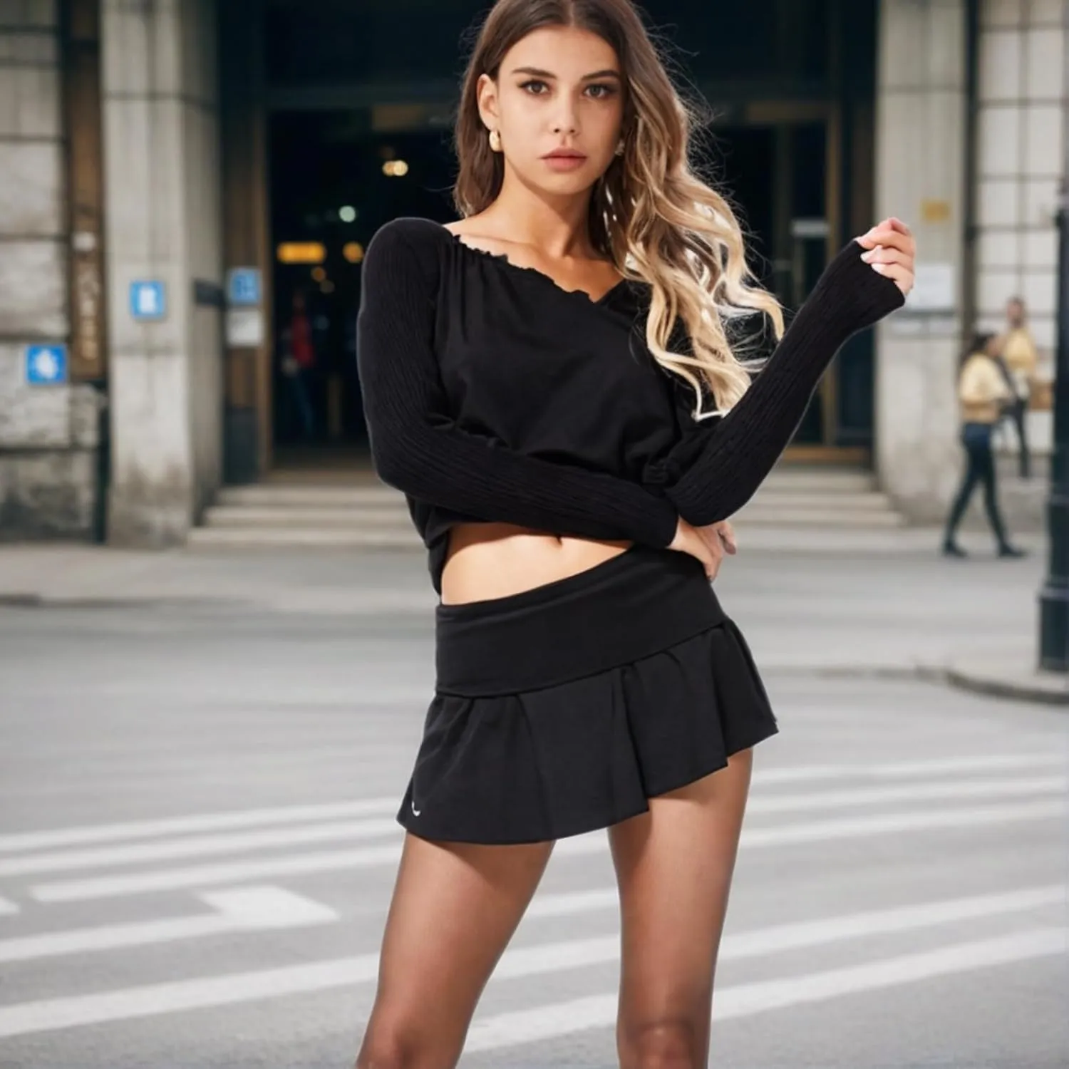 Black Mini Skirt for Women Pleated Tennis Skirts for Women Cute Ruffle Skater Skirt with Shorts Sports Clothes