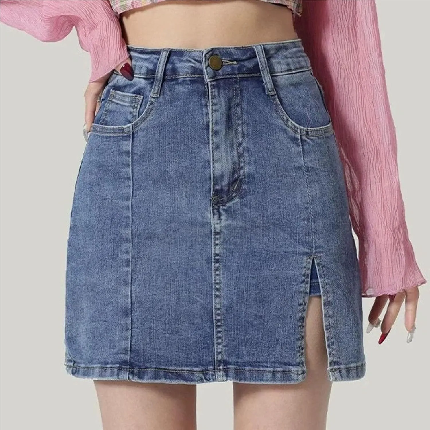 Bloomy Skorts, Bloomy Jean Skorts for Woman High Waisted Casual Stretchy