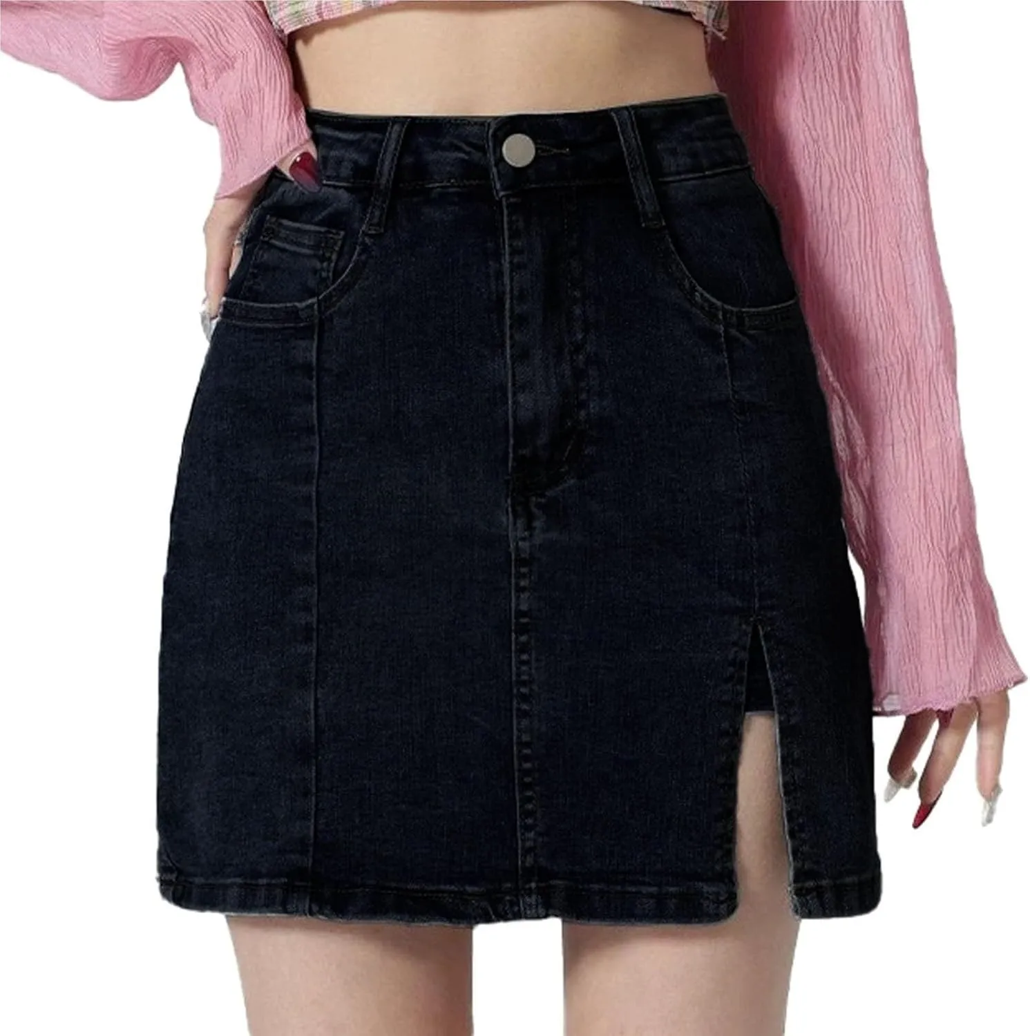 Bloomy Skorts, Bloomy Jean Skorts for Woman High Waisted Casual Stretchy