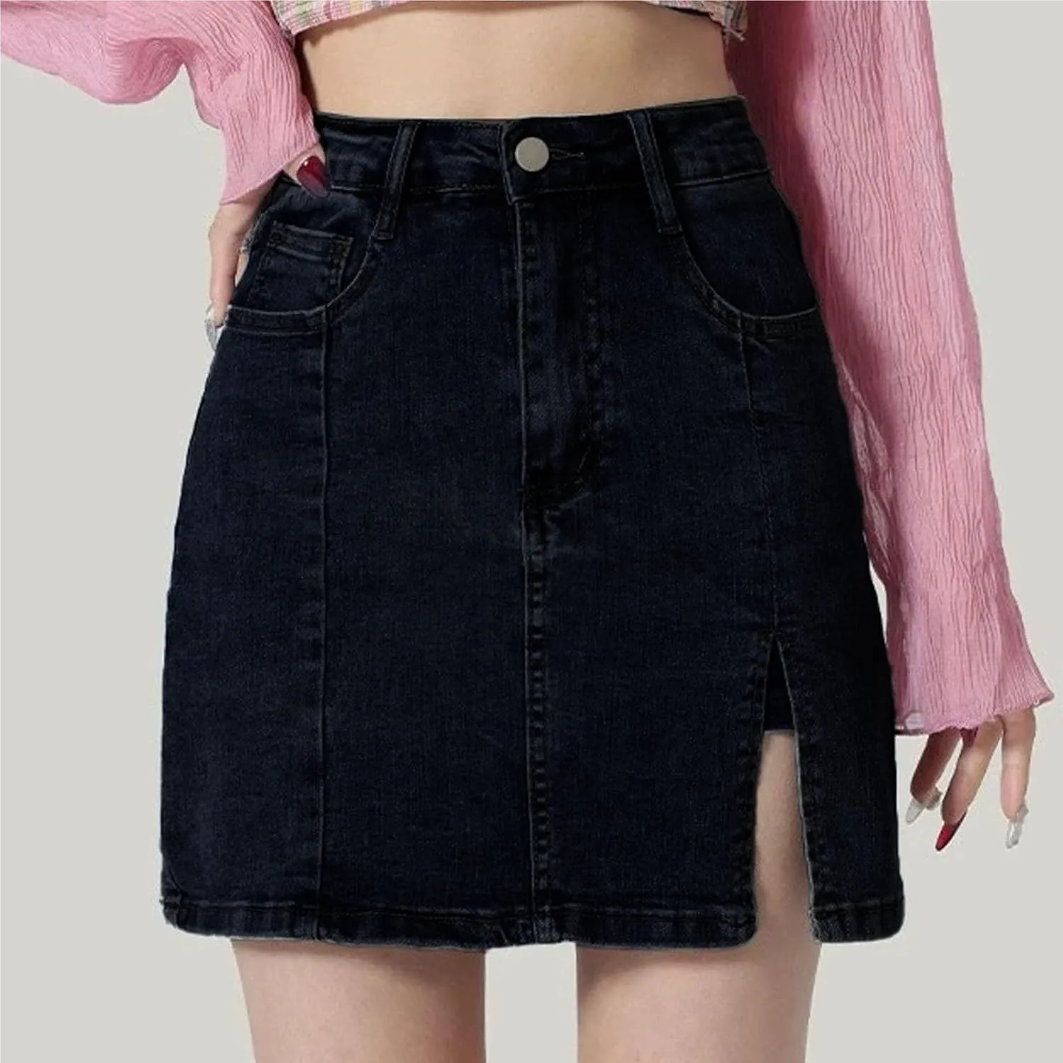 Bloomy Skorts, Bloomy Jean Skorts for Woman High Waisted Casual Stretchy