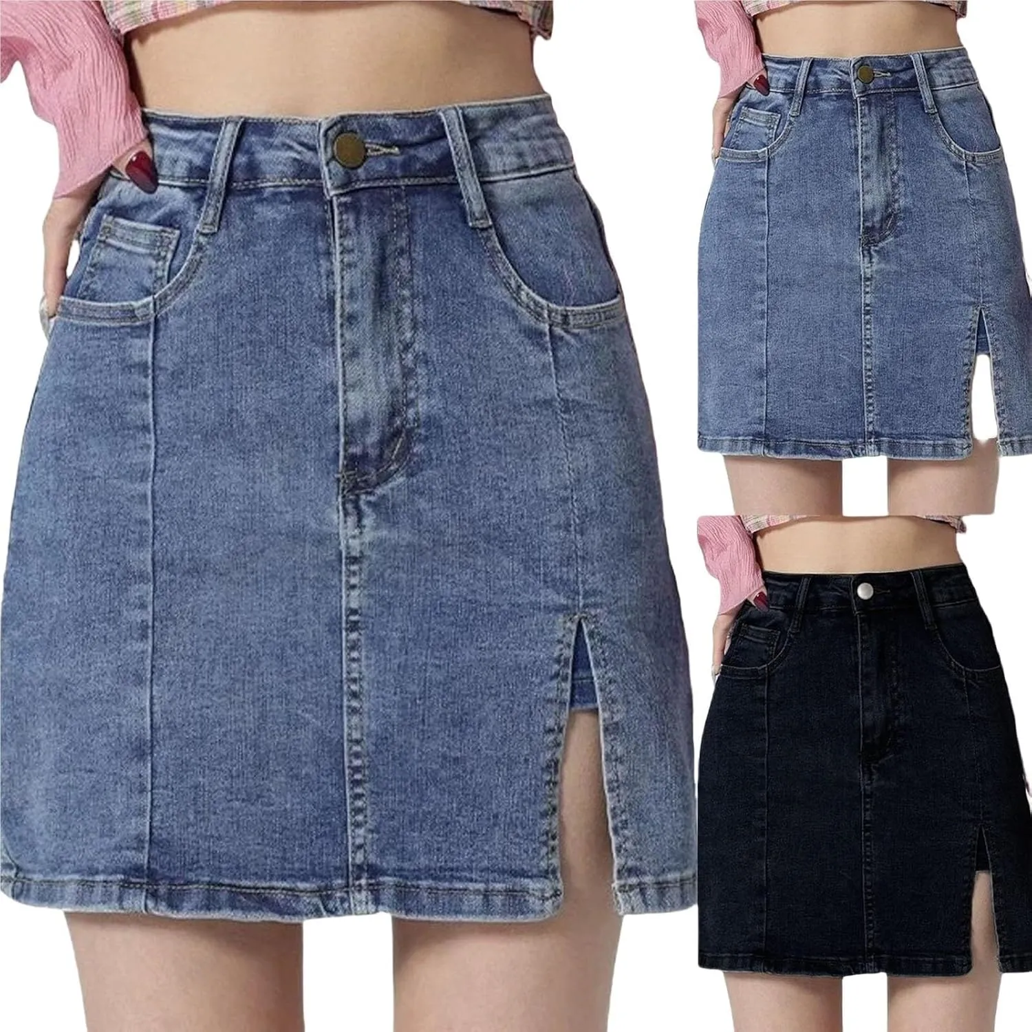 Bloomy Skorts, Bloomy Jean Skorts for Woman High Waisted Casual Stretchy