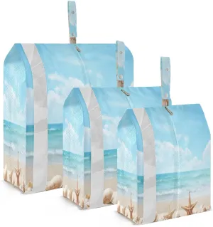 Blue Sea Wave Starfish Compression Packing Cubes Luggage Organizer Bags for Travel Suitcase Organizer for Carry on Suitcases