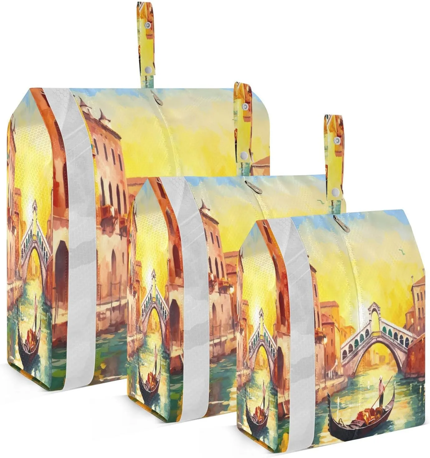 Boat River Bridge Sunset Compression Packing Cubes Suitcase Organizer Bags Set for Travel Cubes for Women Travel Accessories