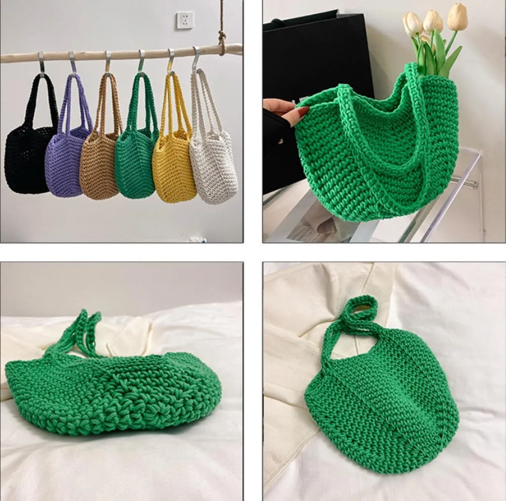Bohemia Beach Bag Women Macrame Shoulder Tote Bags Crossbody Purse Underarm Travel Hobo Bags Summer Knitted Handbag 2025