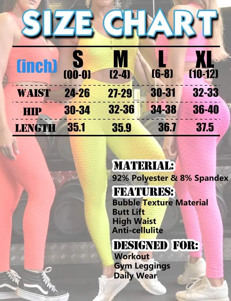 Booty Leggings for Women Textured Scrunch Butt Lift Yoga Pants Slimming Workout High Waisted Anti Cellulite Tights