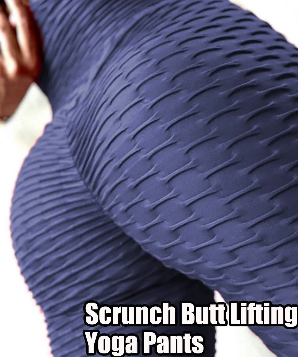 Booty Leggings for Women Textured Scrunch Butt Lift Yoga Pants Slimming Workout High Waisted Anti Cellulite Tights