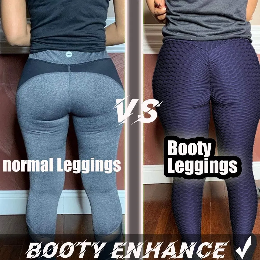Booty Leggings for Women Textured Scrunch Butt Lift Yoga Pants Slimming Workout High Waisted Anti Cellulite Tights