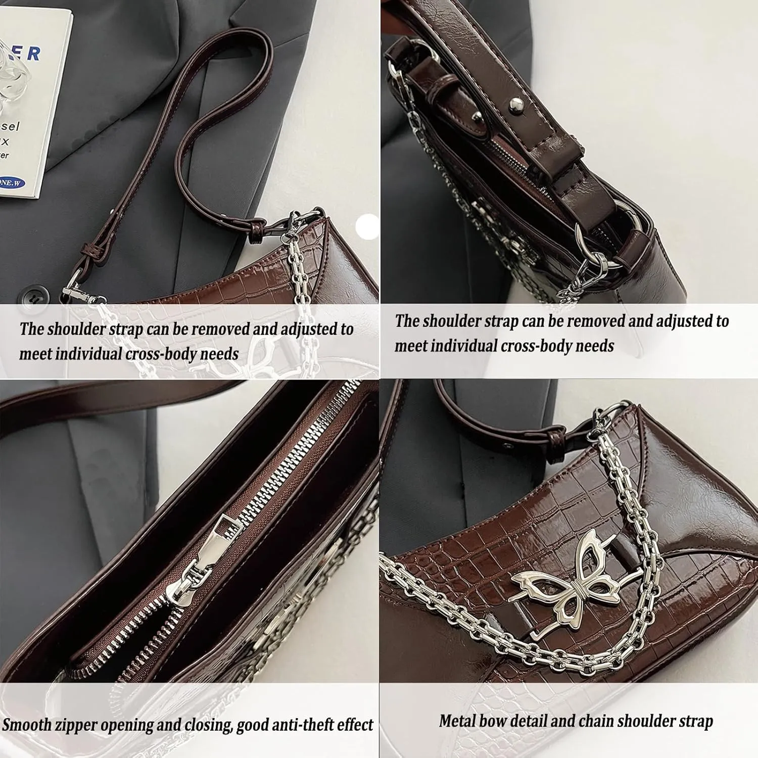 Bow Shoulder Bag for Women Small Womens Purses and Handbags Designer Hobo Bags with Zipper Everyday Crossbody Purse