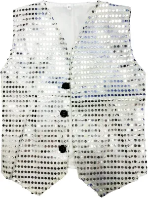 Boys Girls Sequin Waistcoat Sleeveless Hip-hop Jazz Dance Stage Performance Costume Vest Tops