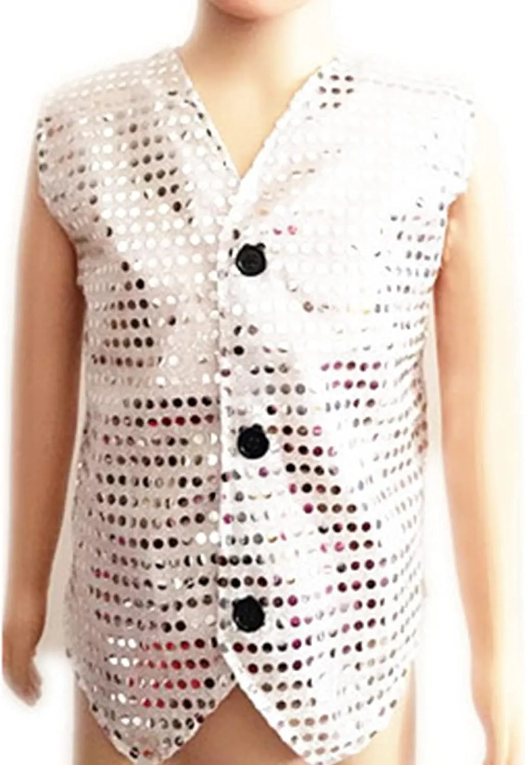 Boys Girls Sequin Waistcoat Sleeveless Hip-hop Jazz Dance Stage Performance Costume Vest Tops