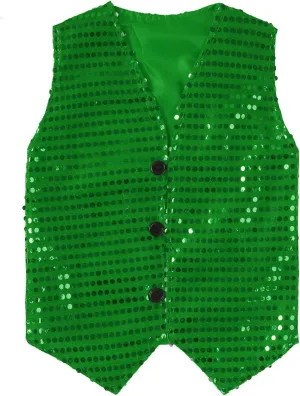 Boys Girls Sequin Waistcoat Sleeveless Hip-hop Jazz Dance Stage Performance Costume Vest Tops