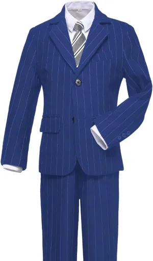 Boys Pinstripe Suits Kids Wedding Bearer Outfit Toddler Boy Communion Clothes Easter Formal Suit Set with Shirt and Tie
