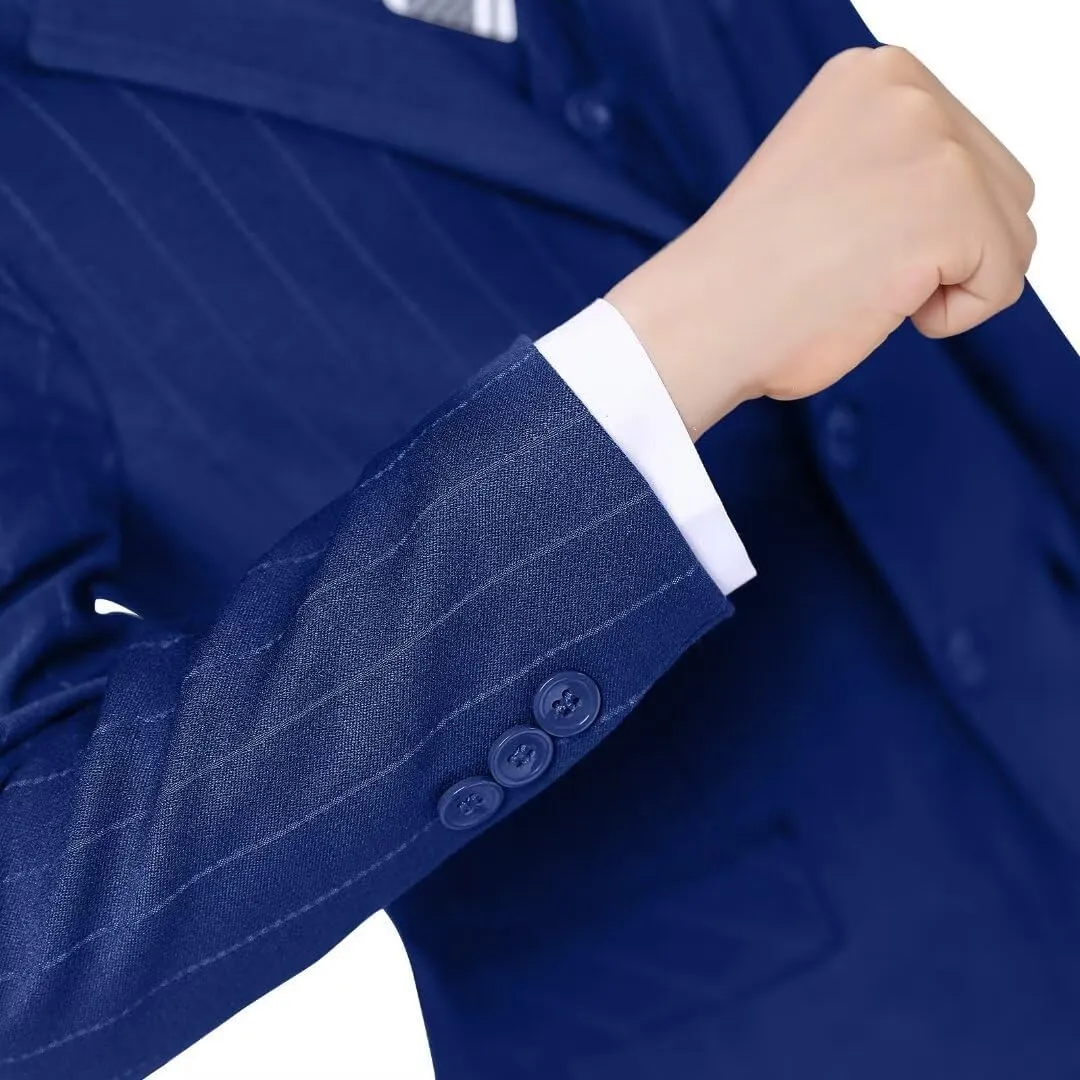 Boys Pinstripe Suits Kids Wedding Bearer Outfit Toddler Boy Communion Clothes Easter Formal Suit Set with Shirt and Tie