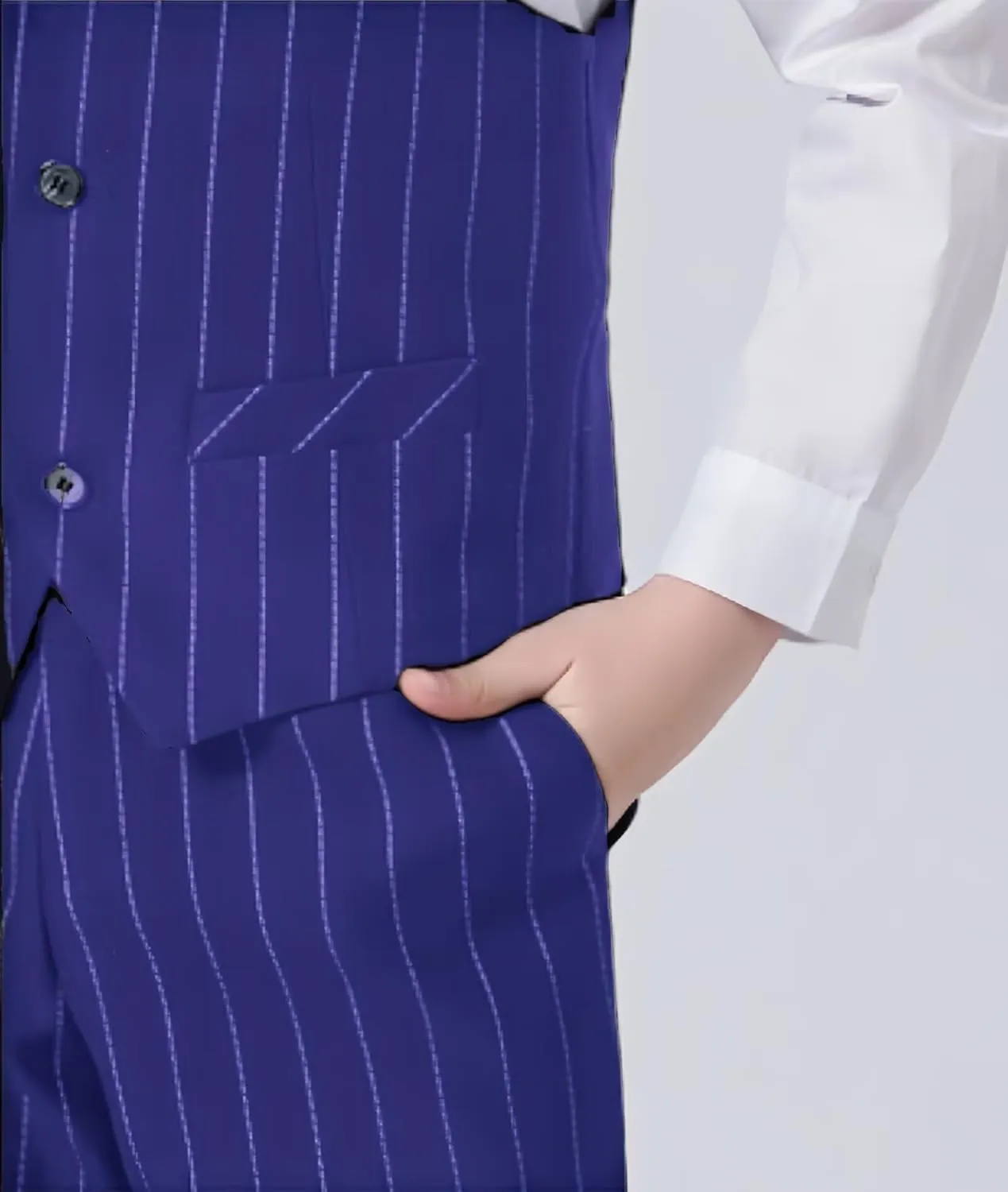 Boys Pinstripe Suits Kids Wedding Bearer Outfit Toddler Boy Communion Clothes Easter Formal Suit Set with Shirt and Tie