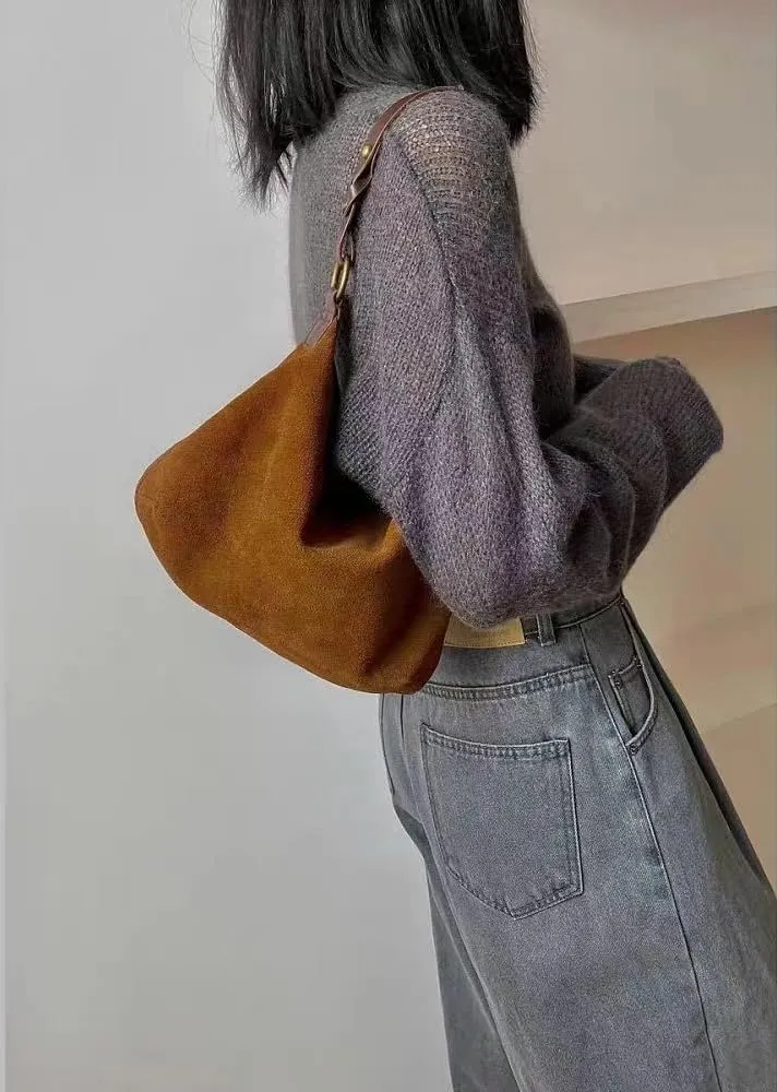 Brown Y2K Shoulder Bag, Women's Designer Hobo Handbag, One Size