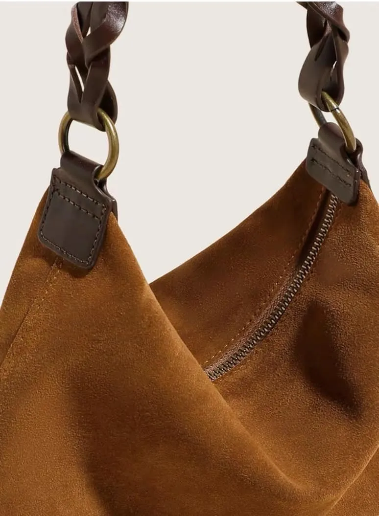 Brown Y2K Shoulder Bag, Women's Designer Hobo Handbag, One Size