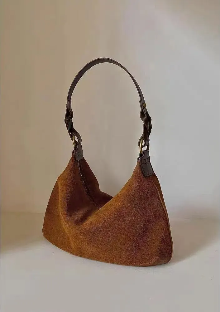 Brown Y2K Shoulder Bag, Women's Designer Hobo Handbag, One Size