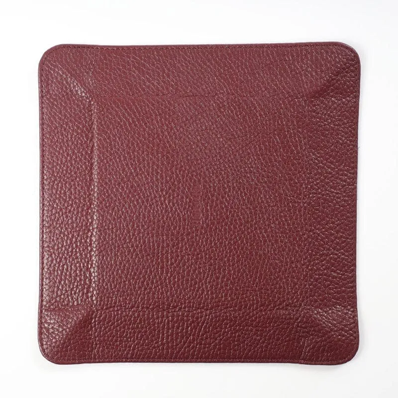 Burgundy Leather & Green Suede Small Travel Tray