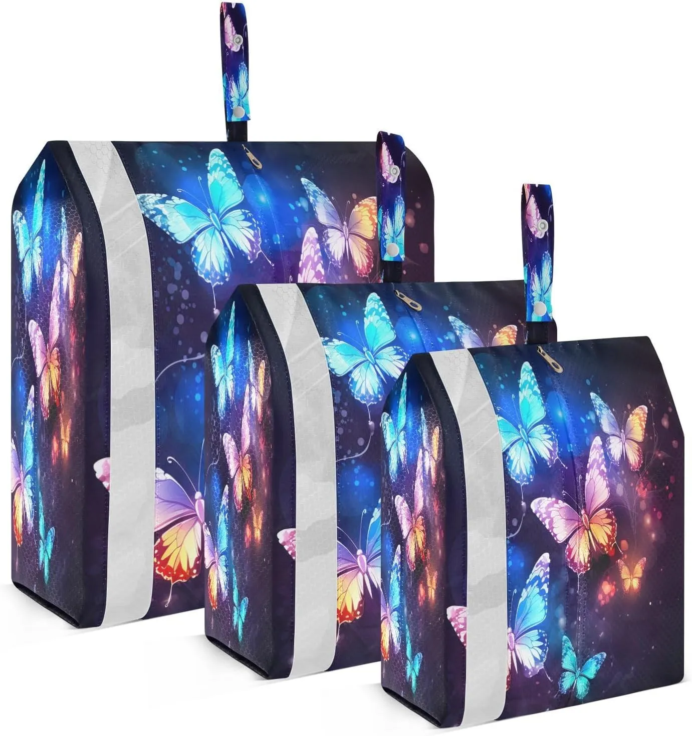 Butterflies Glowing Rainbow Compression Packing Cubes Large Travel Packing Cubes Luggage Organizers for Suitcases Travel Bag for Women Travel Accessories
