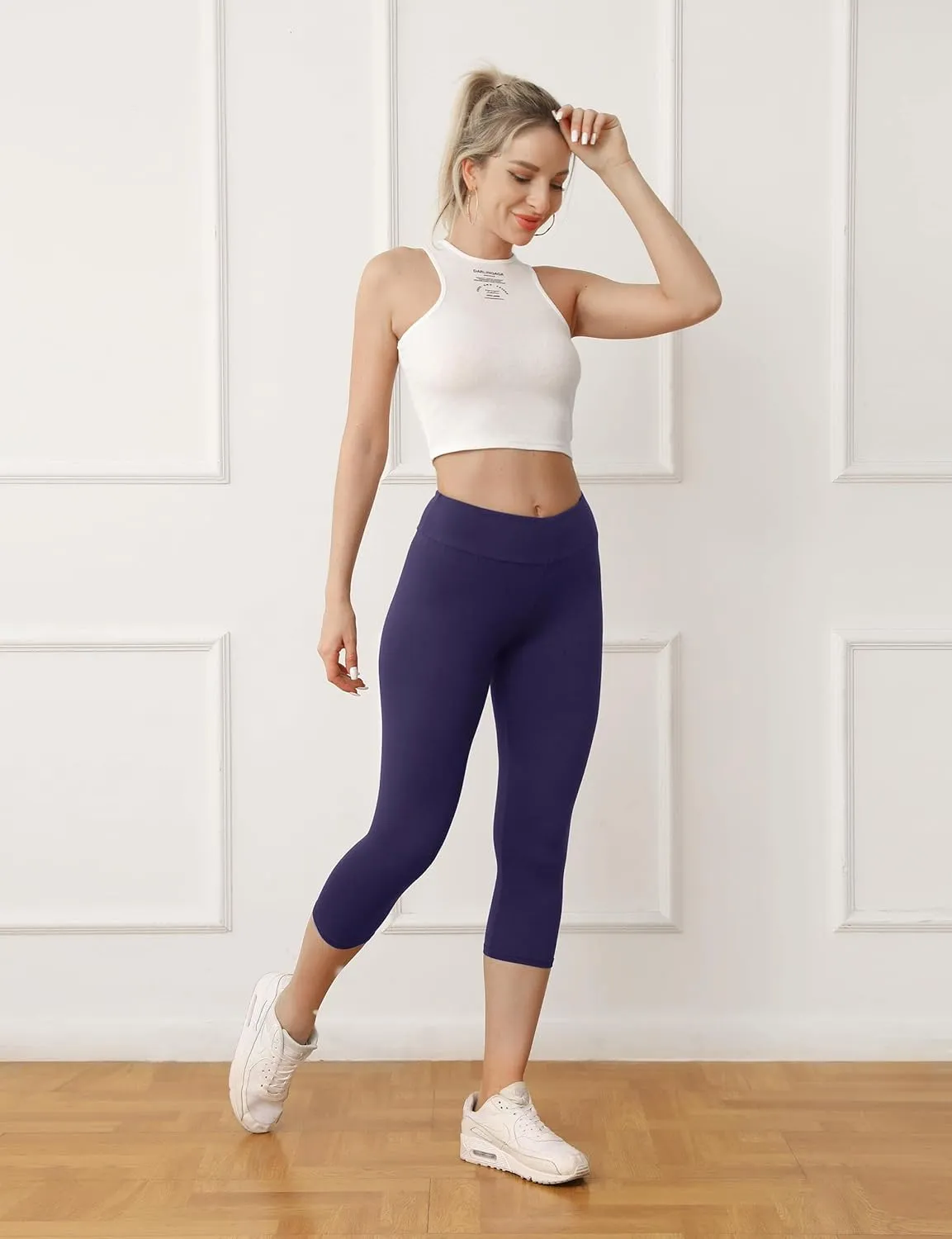 Buttery Soft High Waisted Capri Leggings for Women - Tummy Control, No See Through, Workout Yoga Pants