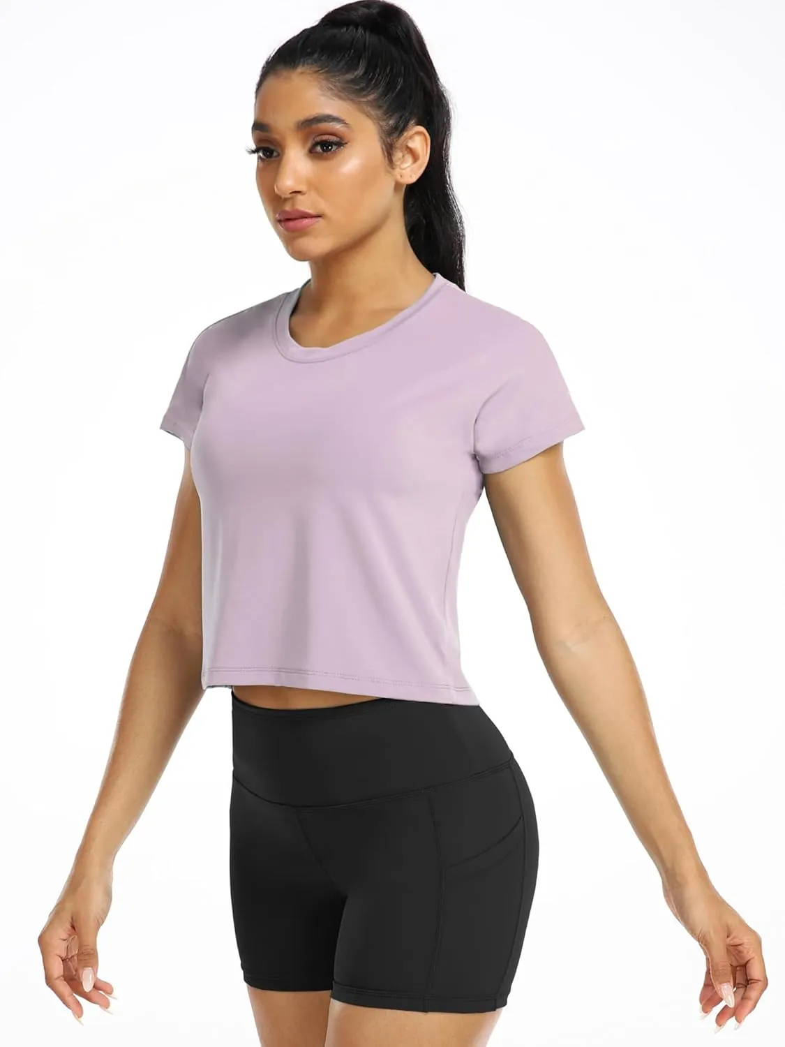 CADMUS 3 Pieces Workout Crop Tops Women Dry Fit Athletic Shirts Short Sleeve for Yoga Running
