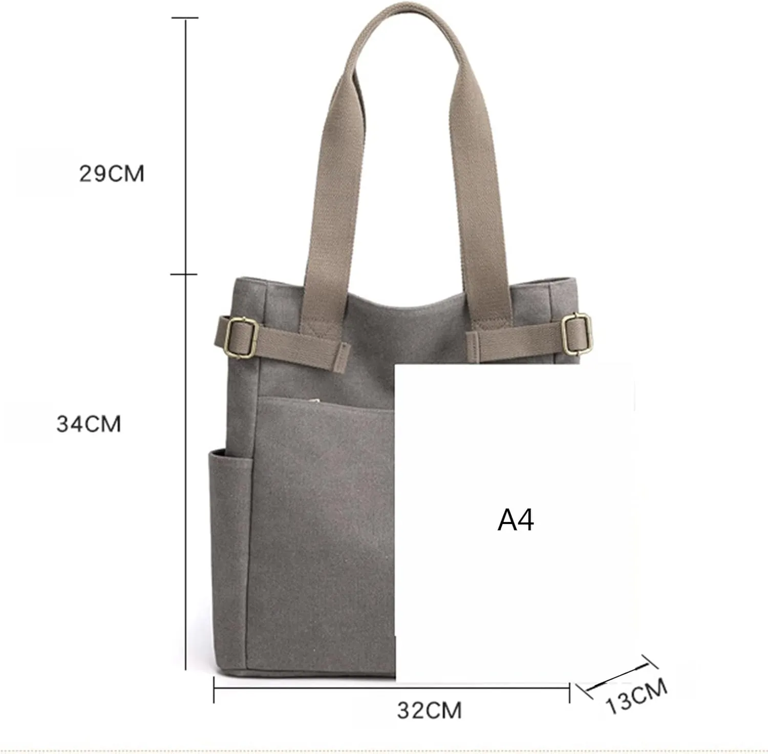 Canvas Tote Bag for Women With Pockets,Large Canvas Tote Bag With Zipper And Compartments Crossbody Work Tote Bag Fall Shoulder Bag Satchel Hobo Bag Messenger Bag For Everyday Shopping Travel (Grey)