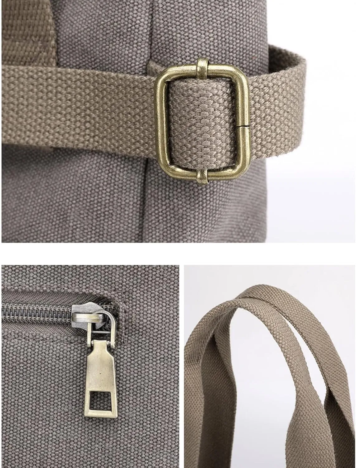Canvas Tote Bag for Women With Pockets,Large Canvas Tote Bag With Zipper And Compartments Crossbody Work Tote Bag Fall Shoulder Bag Satchel Hobo Bag Messenger Bag For Everyday Shopping Travel (Grey)