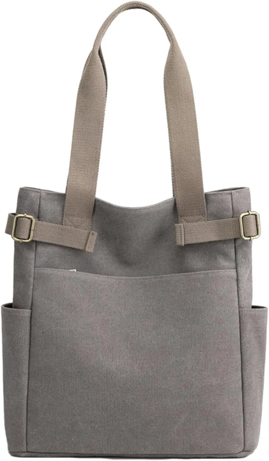 Canvas Tote Bag for Women With Pockets,Large Canvas Tote Bag With Zipper And Compartments Crossbody Work Tote Bag Fall Shoulder Bag Satchel Hobo Bag Messenger Bag For Everyday Shopping Travel (Grey)