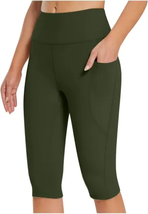 Capri Leggings for Women Tummy Control Cycling Leggings 3/4 Length Knee Length Yoga Pants for Running Cycling Workout