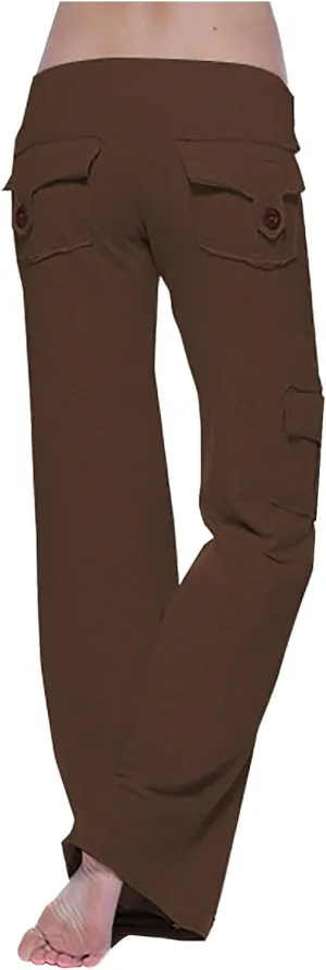 Cargo Pants for Women 2024 Plus Size Stretch High Waist Wide Leg Trouser Casual Comfy Yoga Workout with Pockets