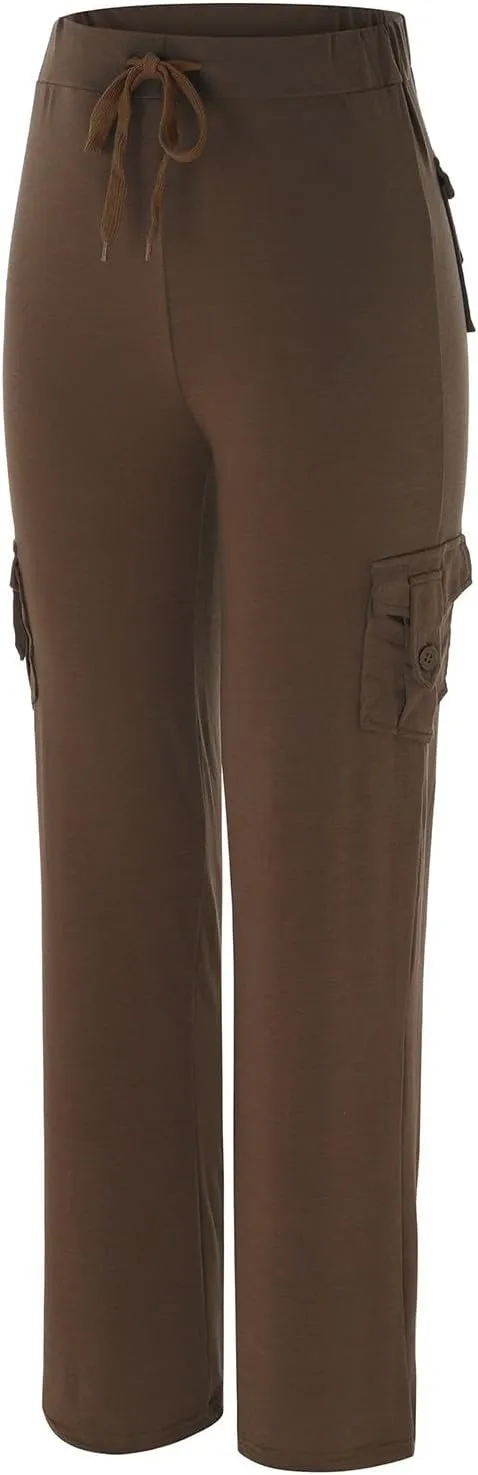 Cargo Pants for Women 2024 Plus Size Stretch High Waist Wide Leg Trouser Casual Comfy Yoga Workout with Pockets