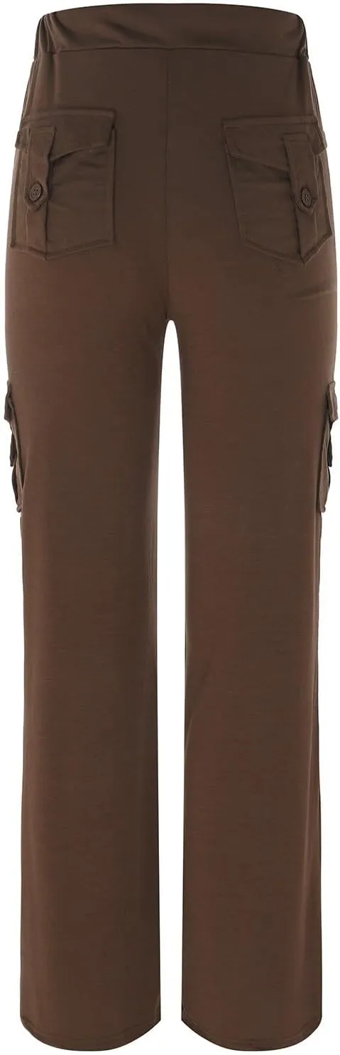 Cargo Pants for Women 2024 Plus Size Stretch High Waist Wide Leg Trouser Casual Comfy Yoga Workout with Pockets