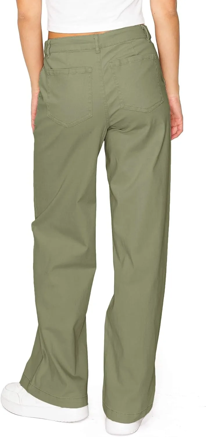 Celebrity Pink Women's Juniors High Rise Slouchy Wide Leg Trousers