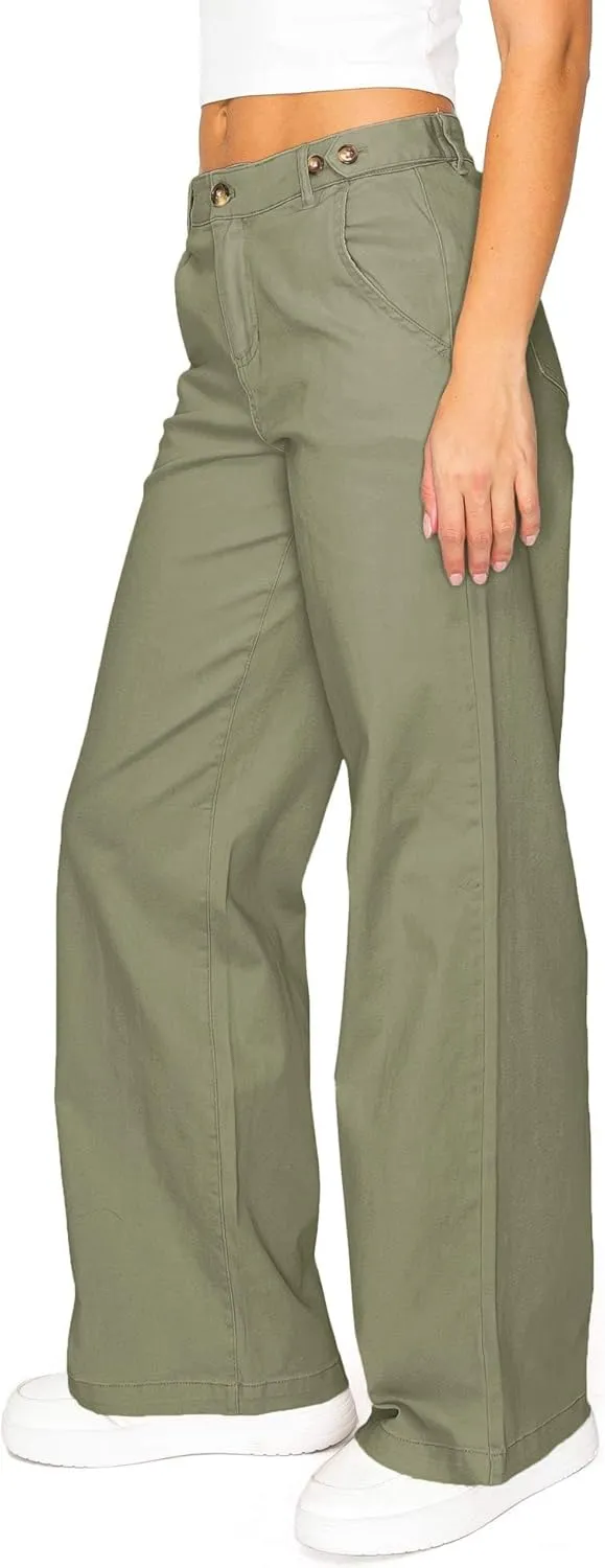 Celebrity Pink Women's Juniors High Rise Slouchy Wide Leg Trousers