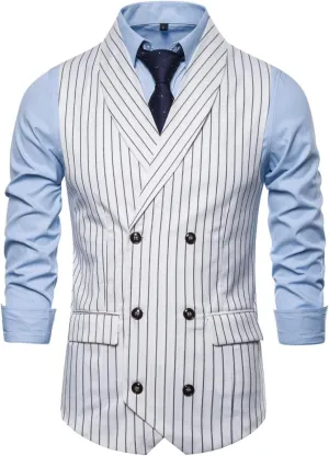 Cloudstyle Men's Pinstripe Slim Fit Formal Dress Double-Breasted Business Vest