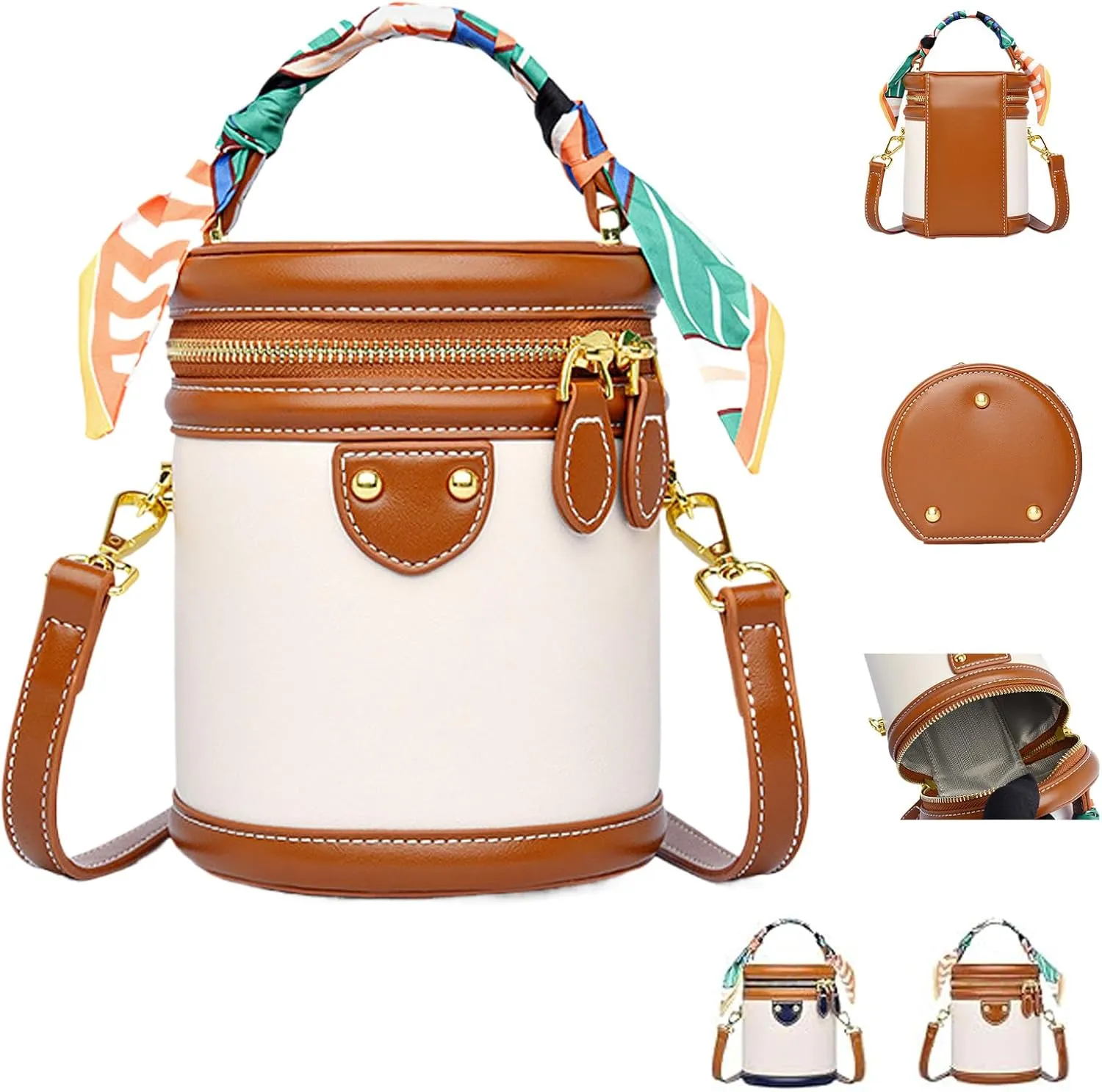 Colorblock Bucket Bag for Women, Bucket Bag, 2025 New Summer Niche Design Cylinder Bags, Crossbody Bags for Women