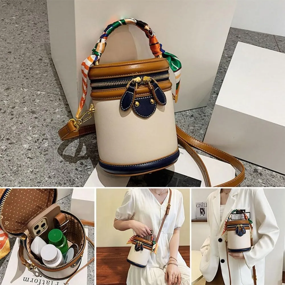 Colorblock Bucket Bag for Women, Bucket Bag, 2025 New Summer Niche Design Cylinder Bags, Crossbody Bags for Women