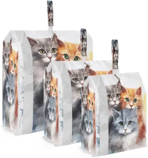Colorful Cute Cats White Compression Packing Cubes Luggage Organizer Bags for Travel Suitcase Organizer for Travel Accessories and Essentials