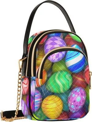 Colorful Easter Eggs Crossbody Bags for Women Fanny Pack Travel Hiking Chest Bag Wallet Phone Mini Purse
