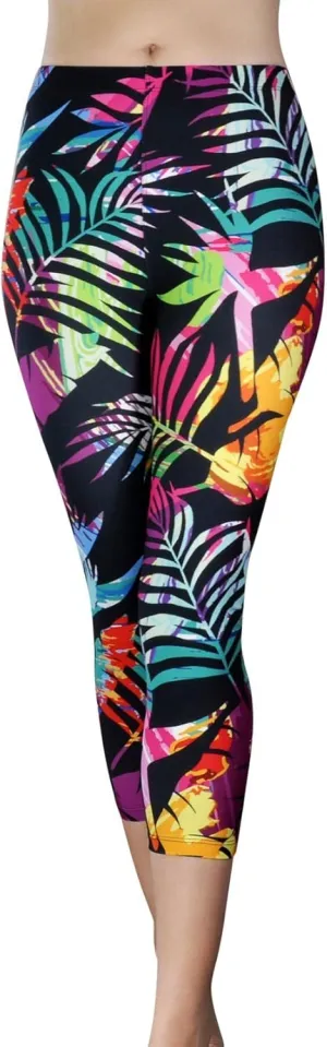 Comfy Yoga Pants - Workout Capris - High Waist Workout Leggings for Women - Lightweight Printed Yoga Legging - Size S/M 4-10