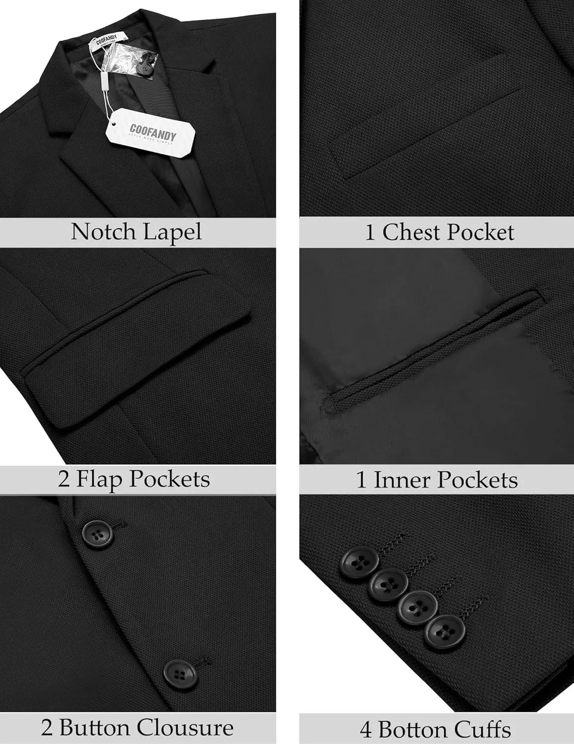 COOFANDY Men's Casual Blazer Slim Fit Lightweight Sport Coat Two Button Suit Jacket