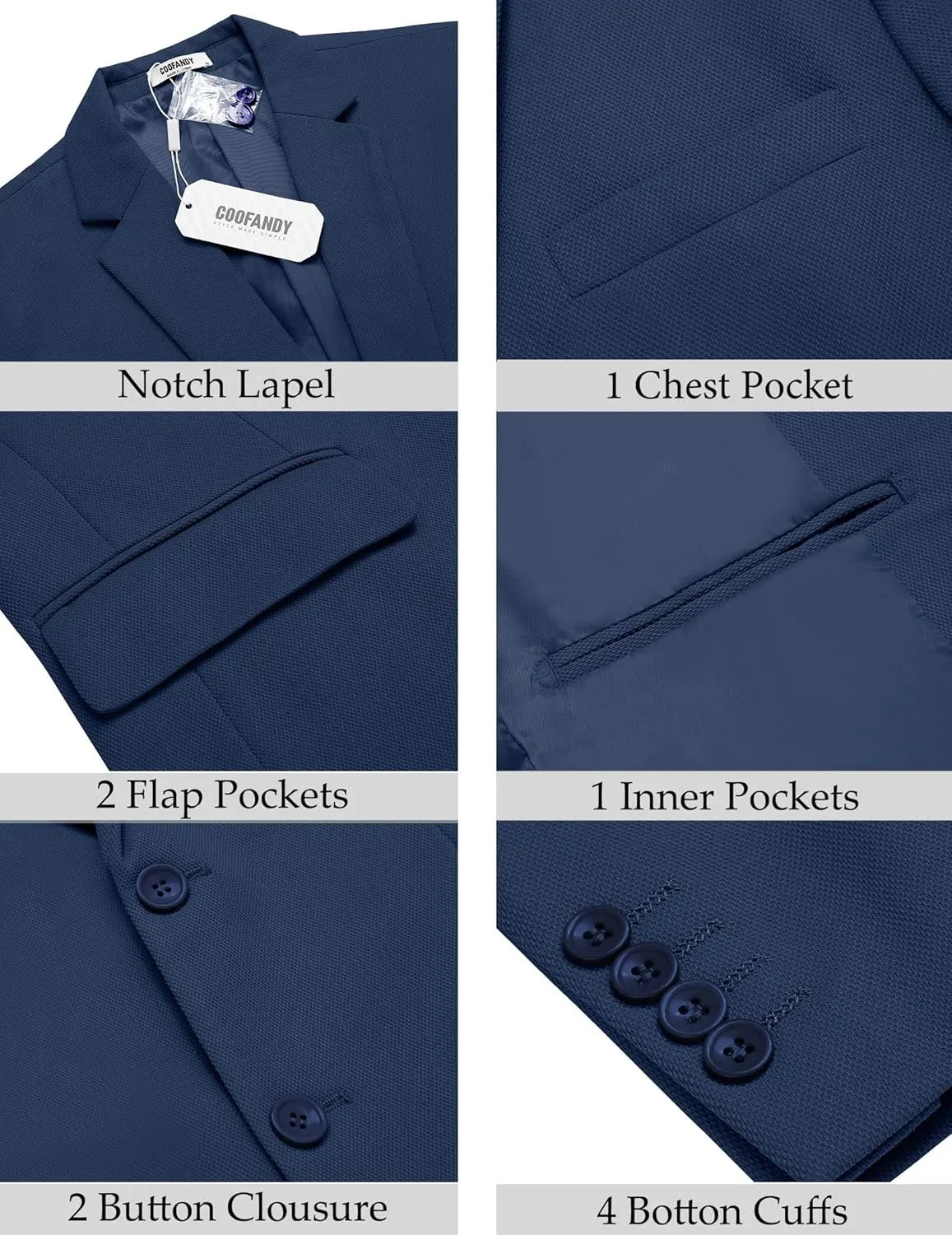 COOFANDY Men's Casual Blazer Slim Fit Lightweight Sport Coat Two Button Suit Jacket