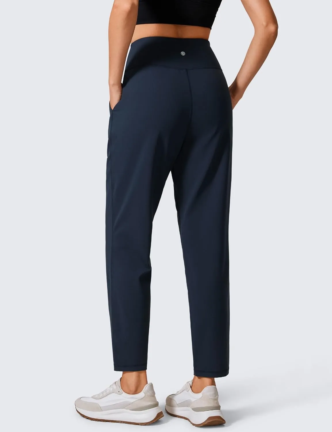 CRZ YOGA Butterlift Ankle Casual Yoga Pants for Women 7/8 Tapered Front Pleated for Lounge Travel with Pockets