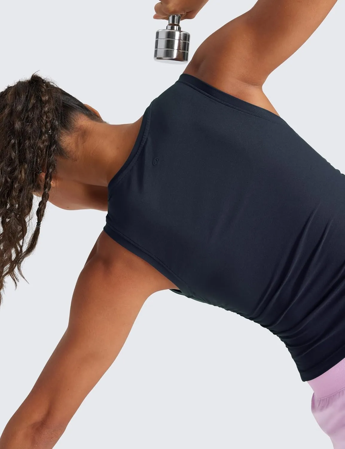 CRZ YOGA Cloudweight Womens Ruched Tank High Neck Workout Fitted Tops Basic Yoga Athletic Sleeveless Shirts